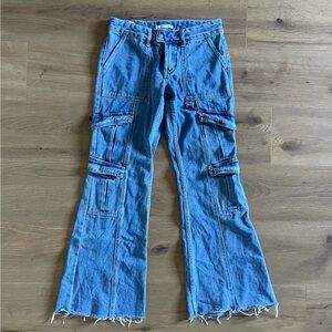 Pacsun Low Rise Boot Cut Cargo Pockets Denim Blue Jeans Size 26